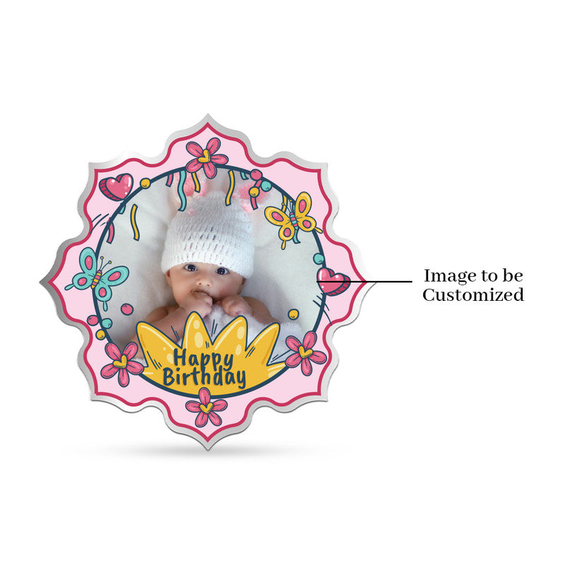 Lotus shape 999 silver birthday coin with customised A Gift of Love design.