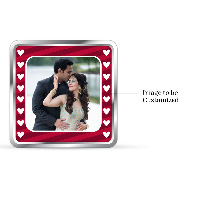 Square 999 silver coin with customised Express Your Love romantic design.
