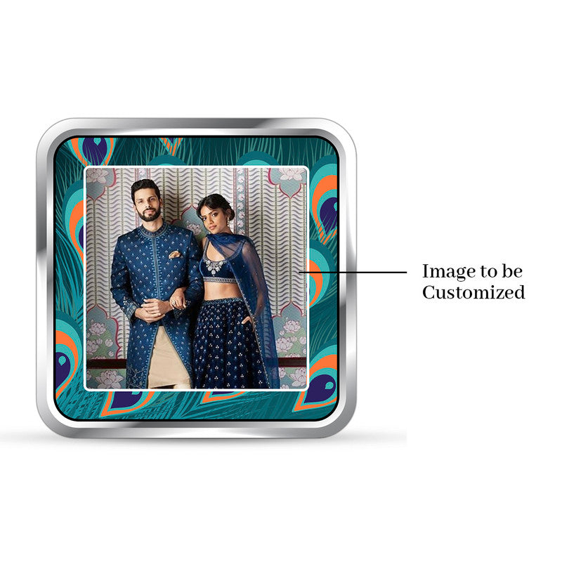 Custom First Anniversary Silver Coin – Personalized Square Front Design