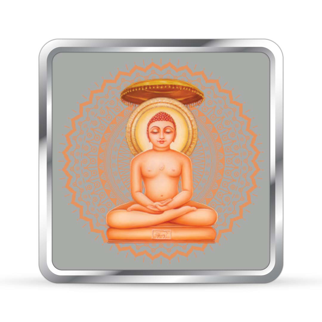 Lord Mahavir 999 Pure Silver Coin Spiritual Design frontside