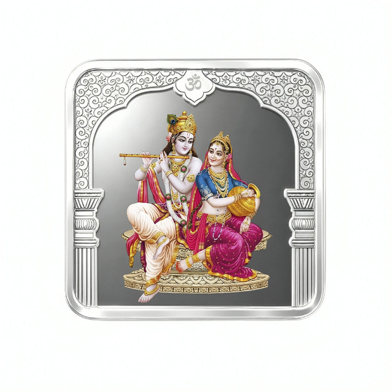 Radha Krishana Ji 999 Pure Silver Coin Square Shape