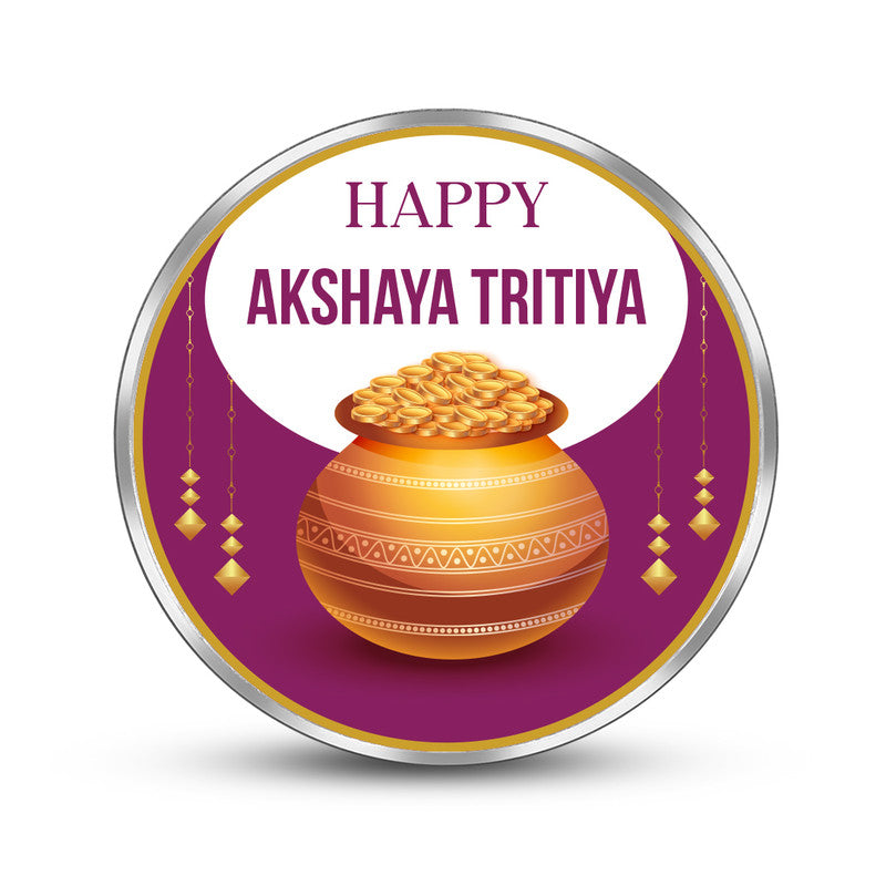 Akshaya Tritiya 999 Pure Silver Coin Festive Design frontside