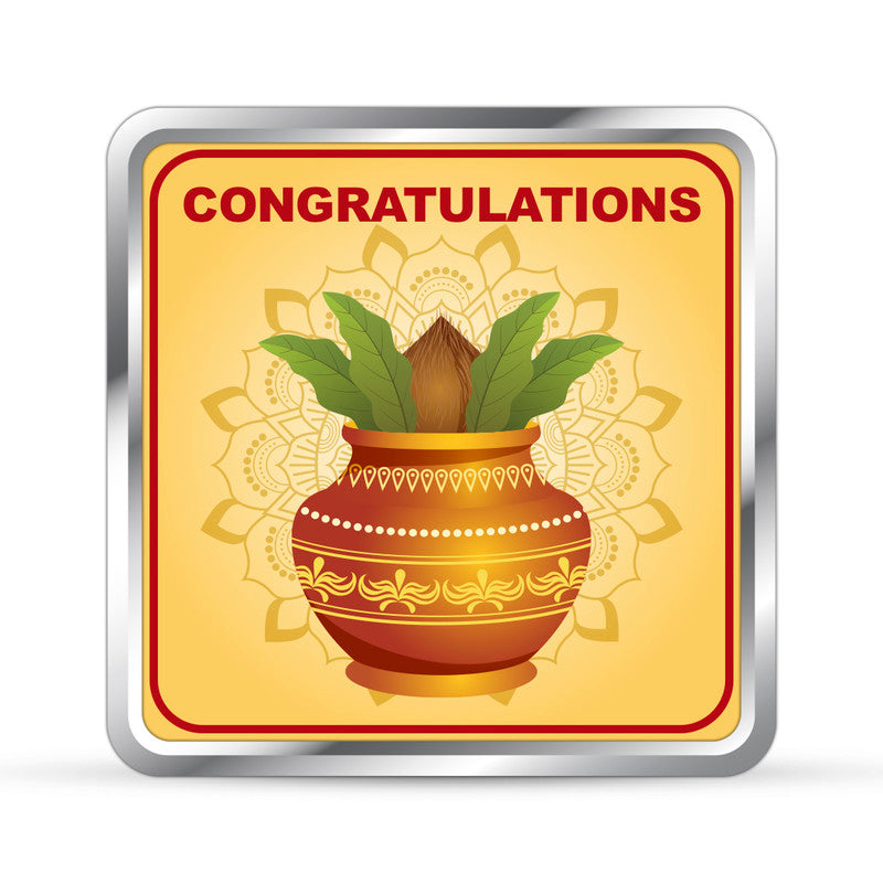 Square 999 silver coin with customised house inauguration design.