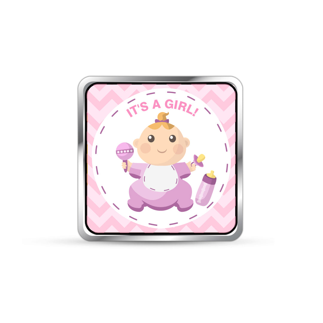 Personalized New Born Baby Girl 999 Pure Silver Square Coin