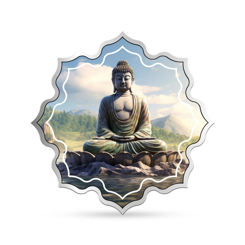 Bhagwan Buddha 999 Pure Silver Coin Lotus Shape