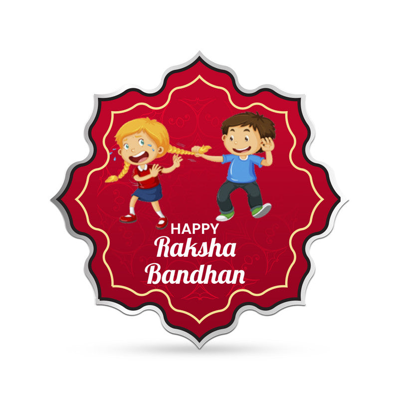 Rakhi Festival 999 Pure Silver Coin Brother Sister Design frontside