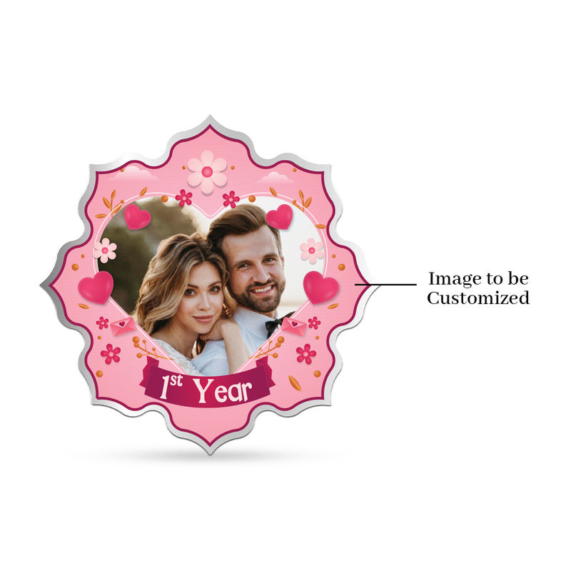 Personalized First Anniversary Silver Coin – Lotus Theme with Couple Image