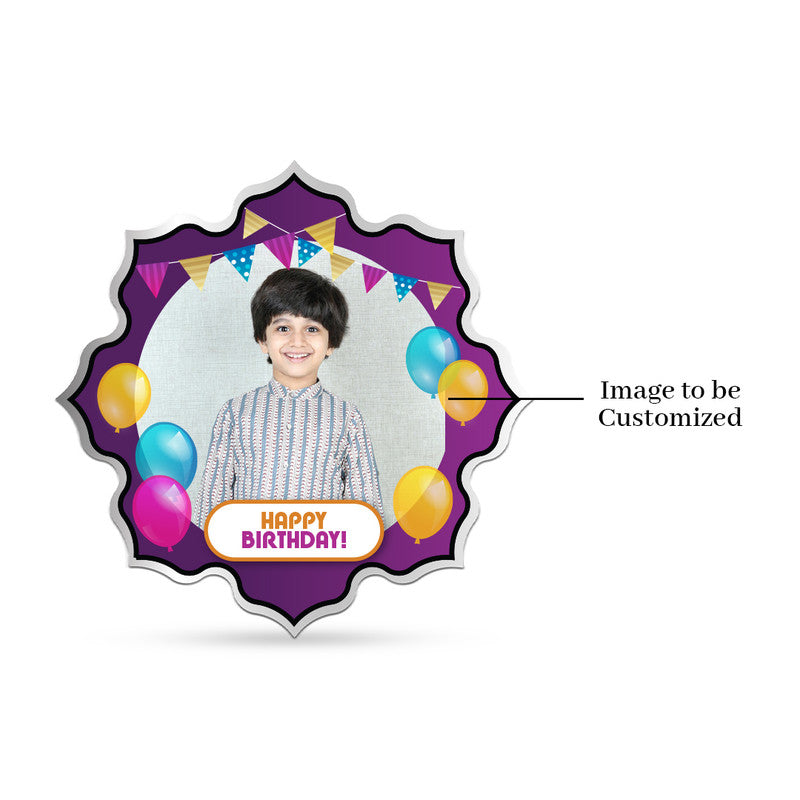 Customized lotus-shaped 999 pure silver birthday coin with photo.