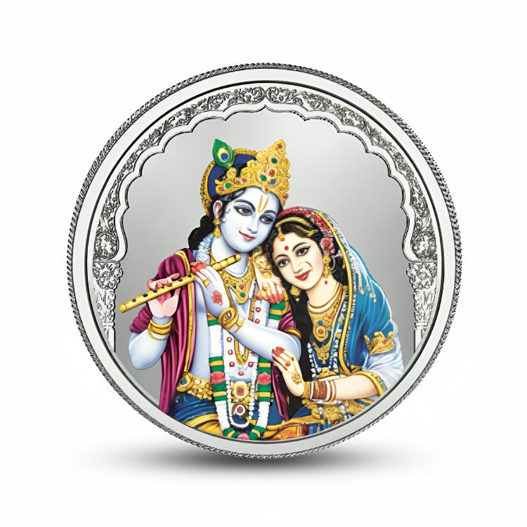 Radha Krishana Ji 999 Pure Silver Coin Round Shape