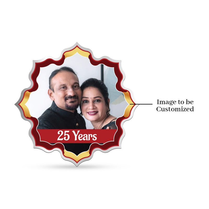 Personalized 25th Anniversary Silver Coin – Lotus Theme with Couple Image