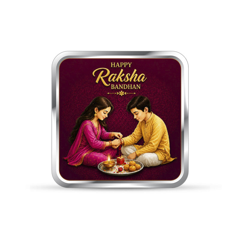 Raksha Bandhan 999 Pure Silver Coin Square Shape