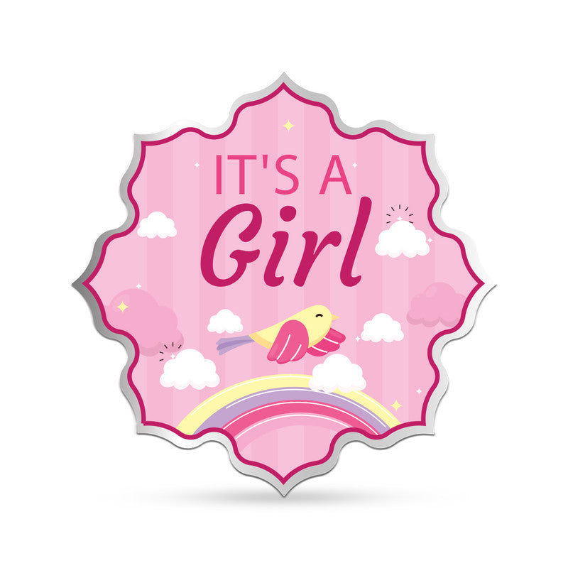 Lotus shape 999 silver coin with customised new born baby girl photo.