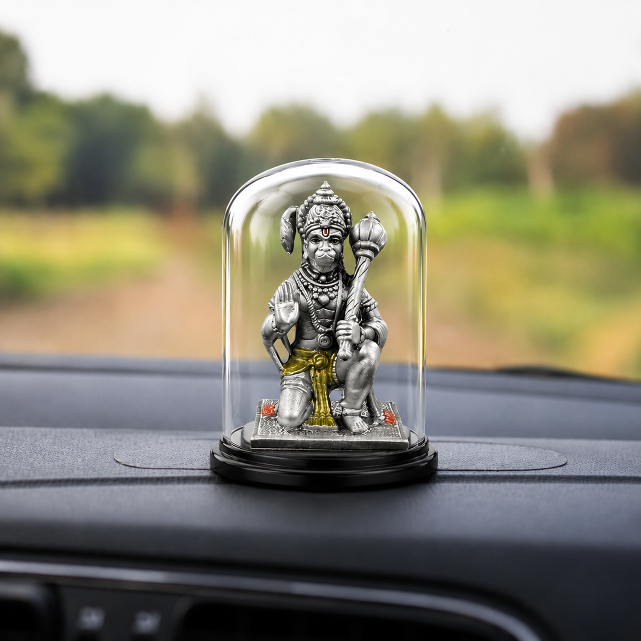 999 Silver Hanuman Idol for Office Desk & Car Dashboard