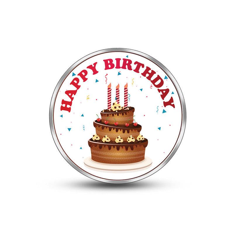 Round 999 silver coin with customised precious birthday photo