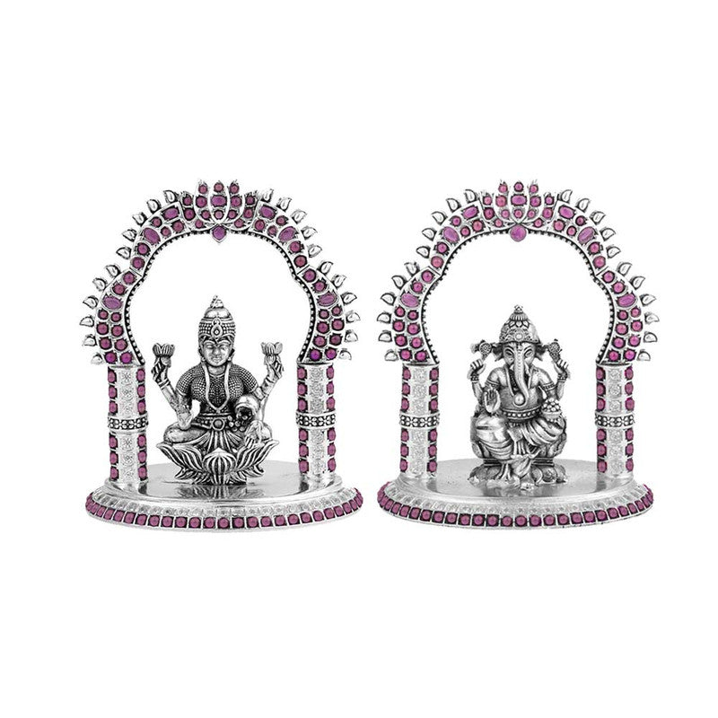 925 Silver Temple Puja Lakshmi Ganesh JI Idol