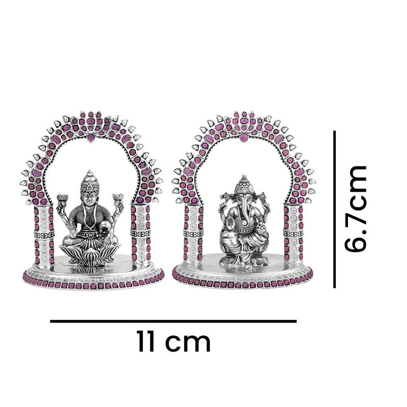 925 Silver Temple Puja Lakshmi Ganesh JI Idol
