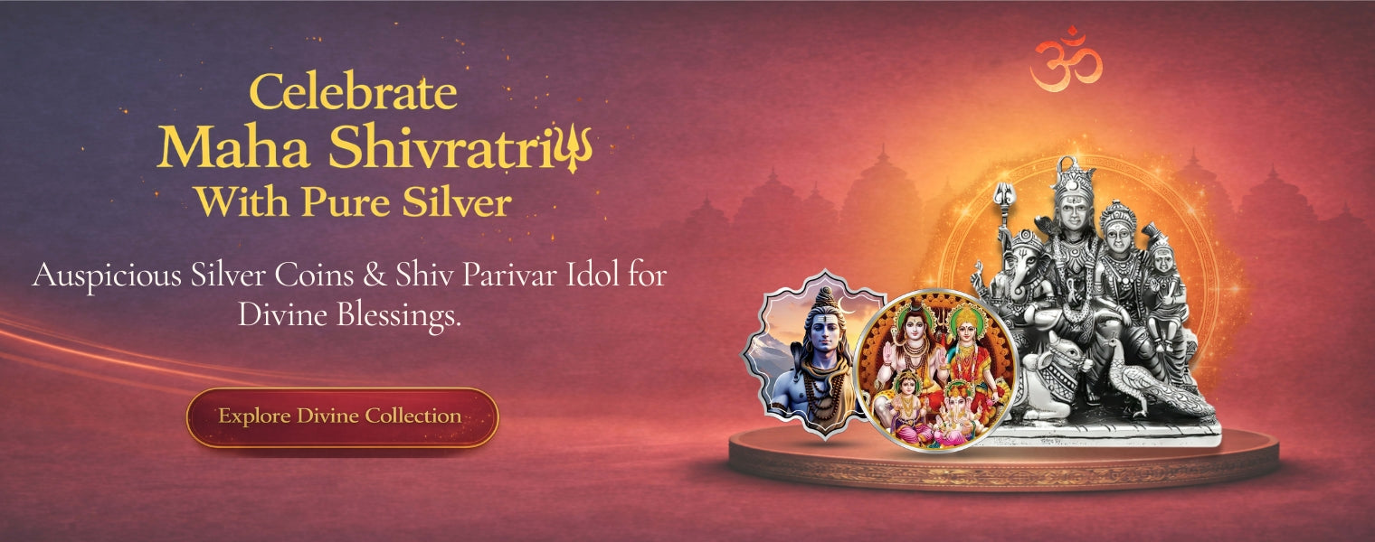 Maha Shivratri celebration with silver idols and silver coins