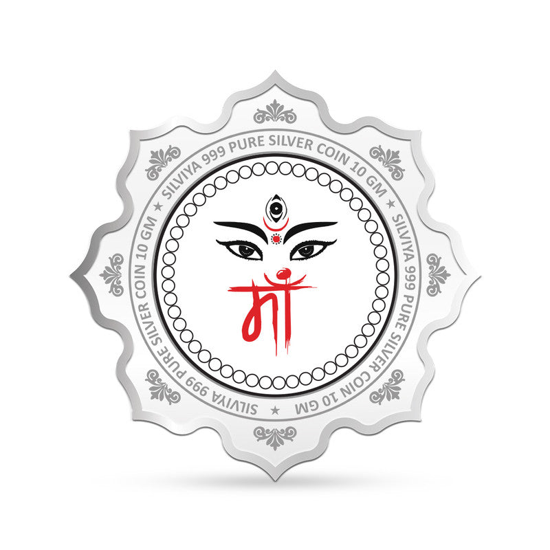 999 pure silver mata vaishno devi coin lotus shape front Image, navratri special