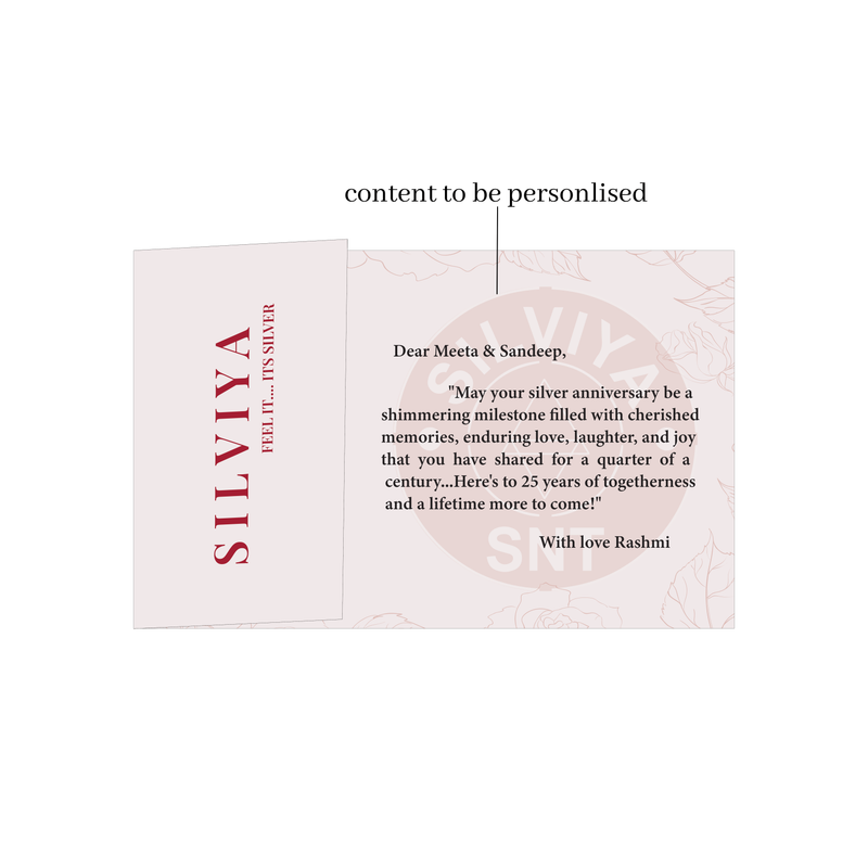 Personalised alumni reunion message card included with the custom silver coin gift.