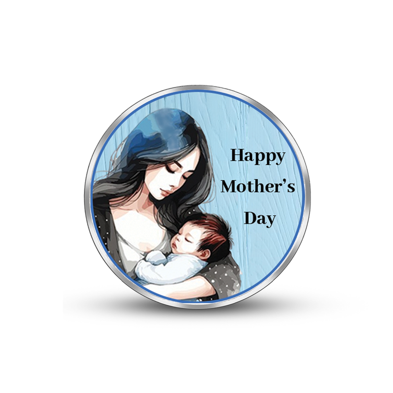 Round 999 silver coin with customised Mother’s Day design.