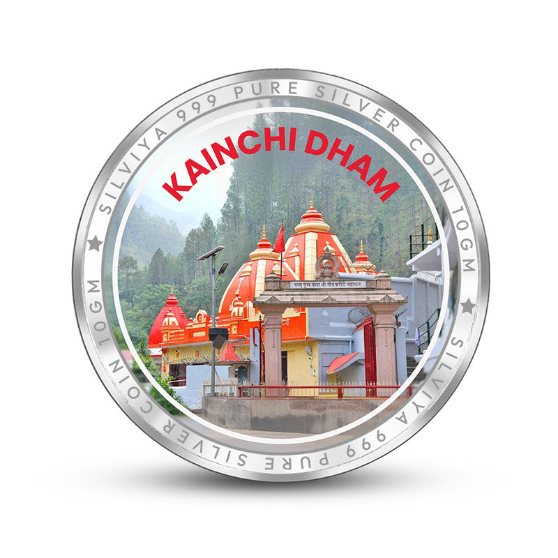 999 Pure Silver Baba Neeb Karori Kainchi Dham Round Coin – Engraved Design backside