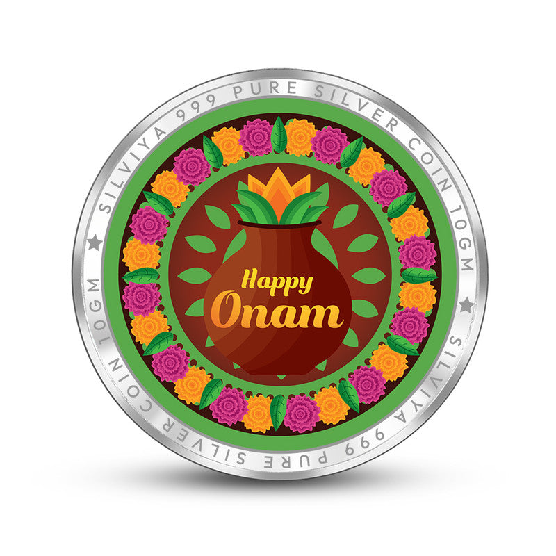 Onam Festival 999 Silver Coin Round Frame backside
