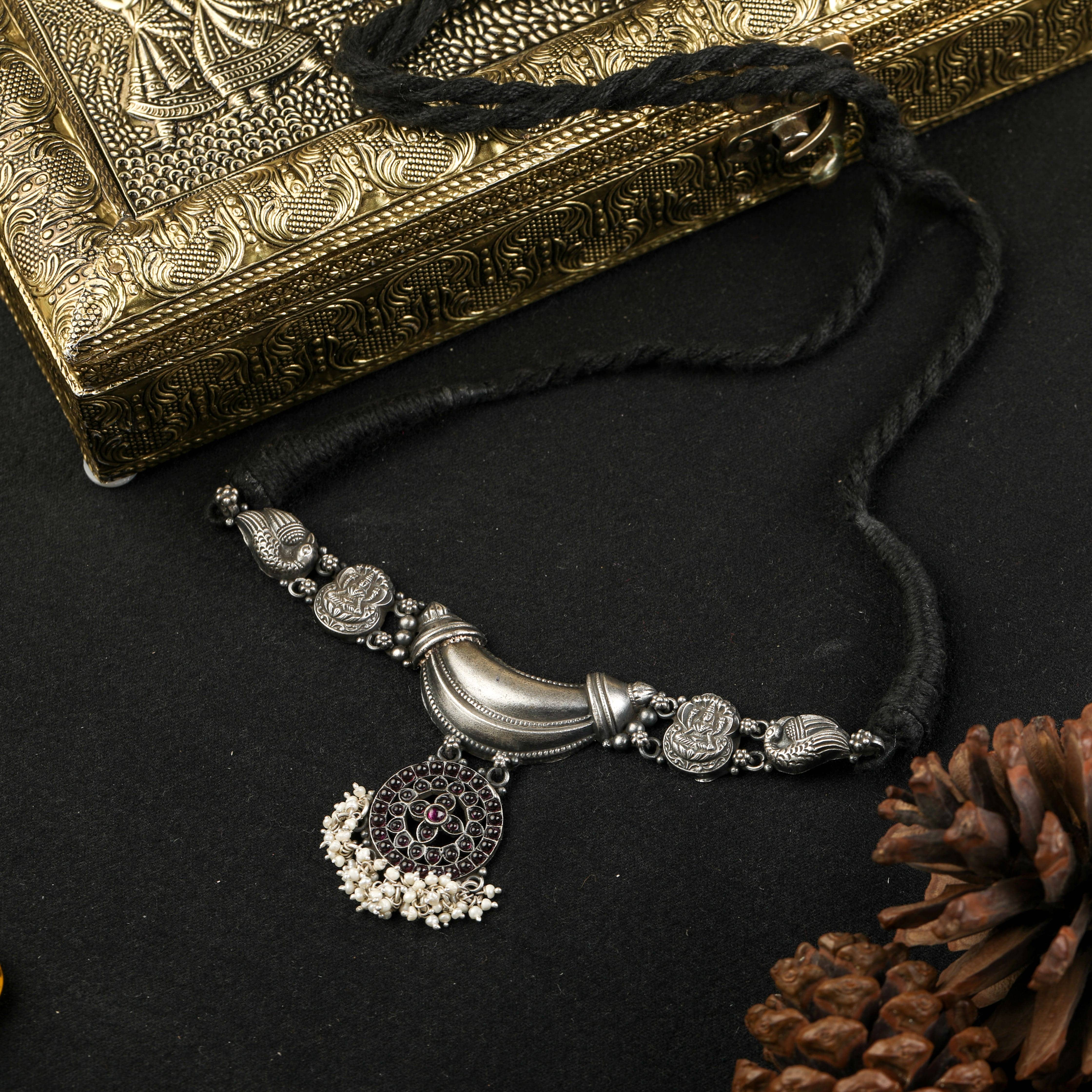 oxidised silver choker close up