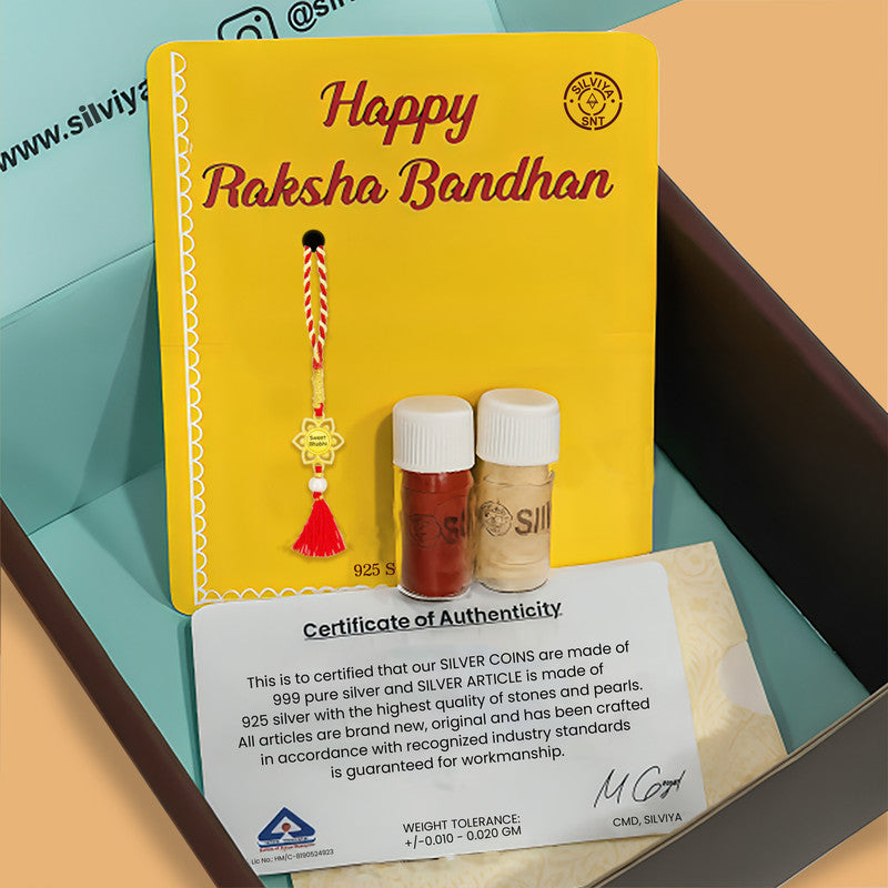 Silver Sweet Bhabhi Lumba Rakhi For Bhabhi
