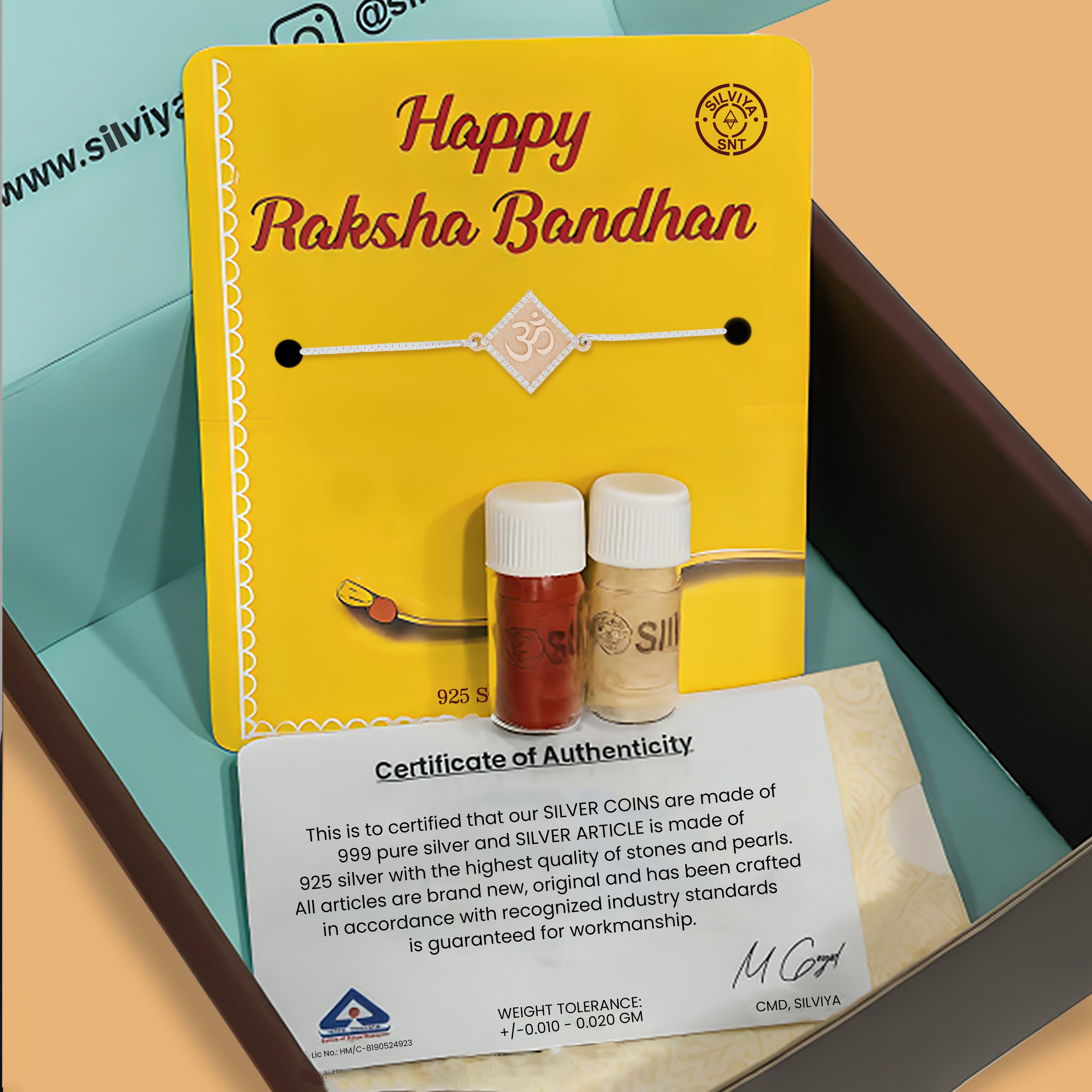 Sterling Silver Om Rakhi Bracelet For Kids