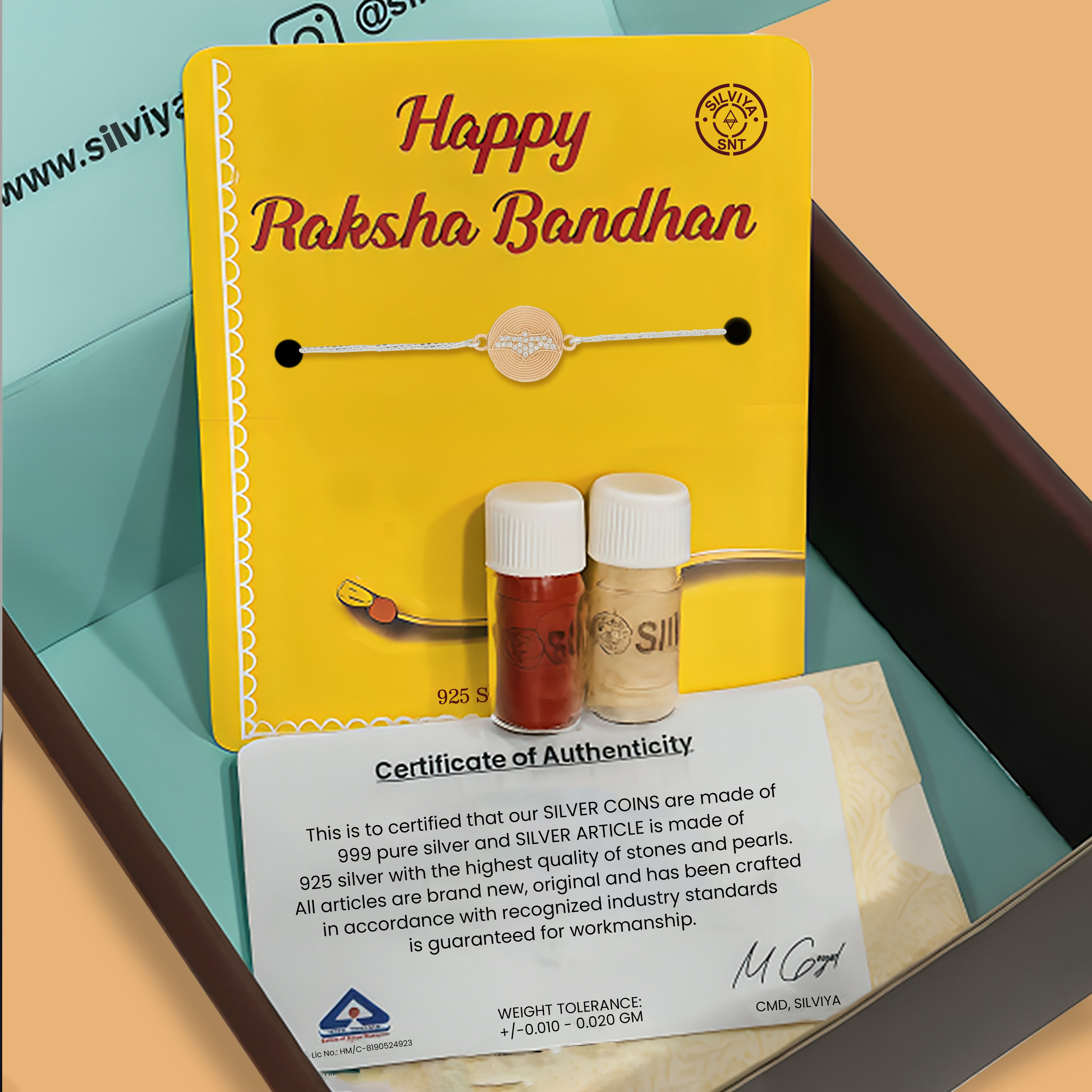 925 Silver Batman Design gift set for Raksha Bandhan with roli chawal and certificate of authenticity from Silviya