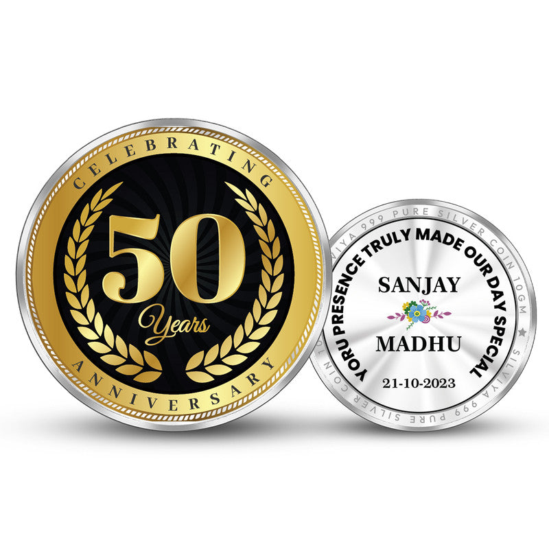 personalized 50th anniversary 999 pure silver coin