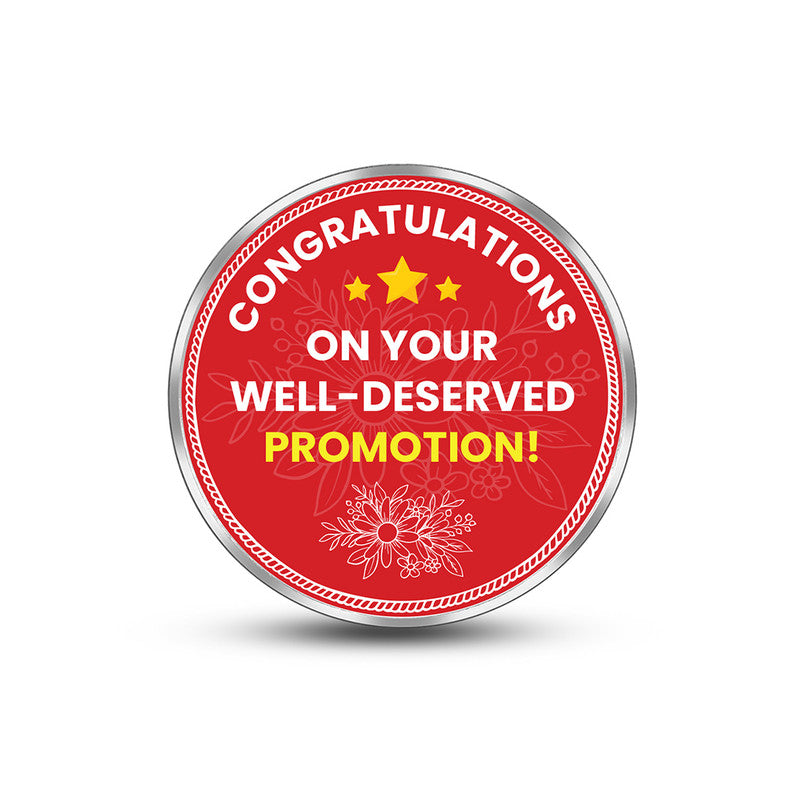 Round 999 silver coin with customised corporate promotion photo.