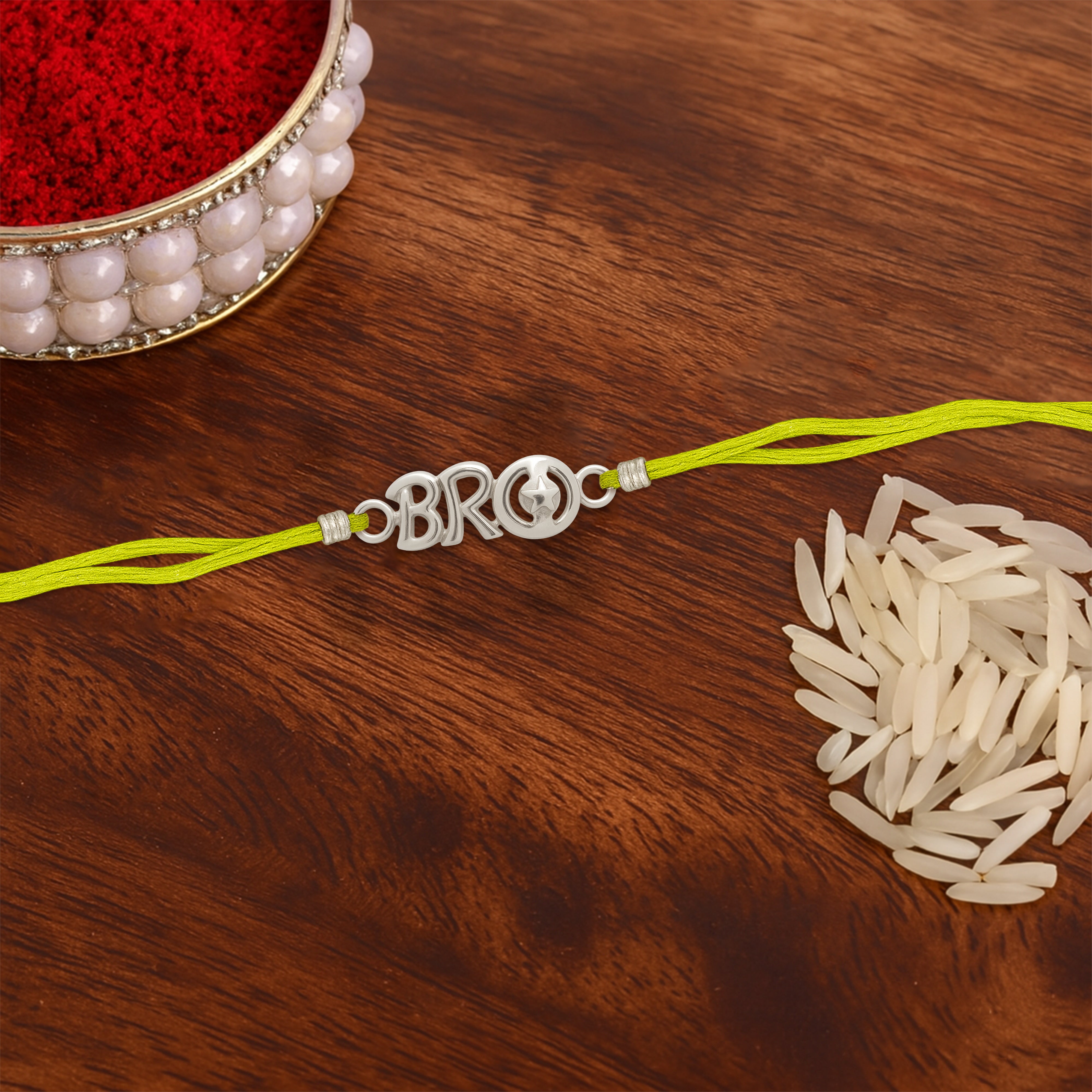 Silver Bro Letter Rakhi For Brother
