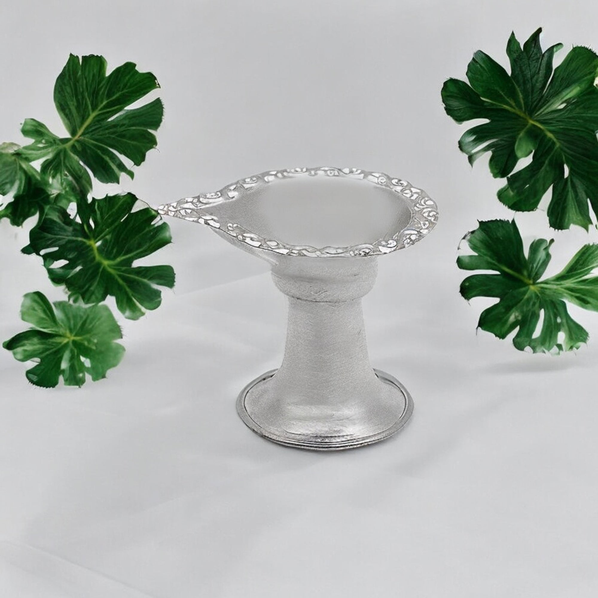 925 Silver Long Stand Diya – elegant sterling silver lamp for temple use