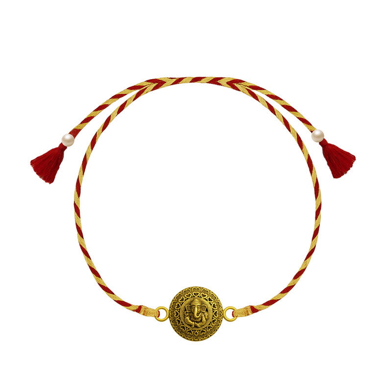 Silver rakhi for brother with embossed Lord Ganesha – original silver rakhi design with price for Raksha Bandhan