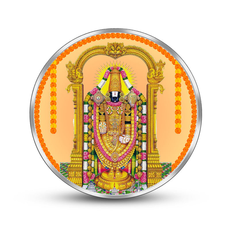 Tirupati Balaji 999 Pure Silver Coin Temple Design frontside