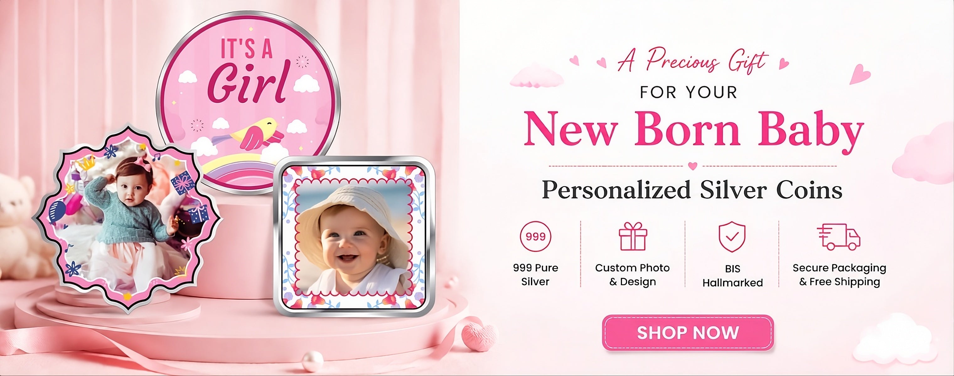 999 pure silver coin for new born baby