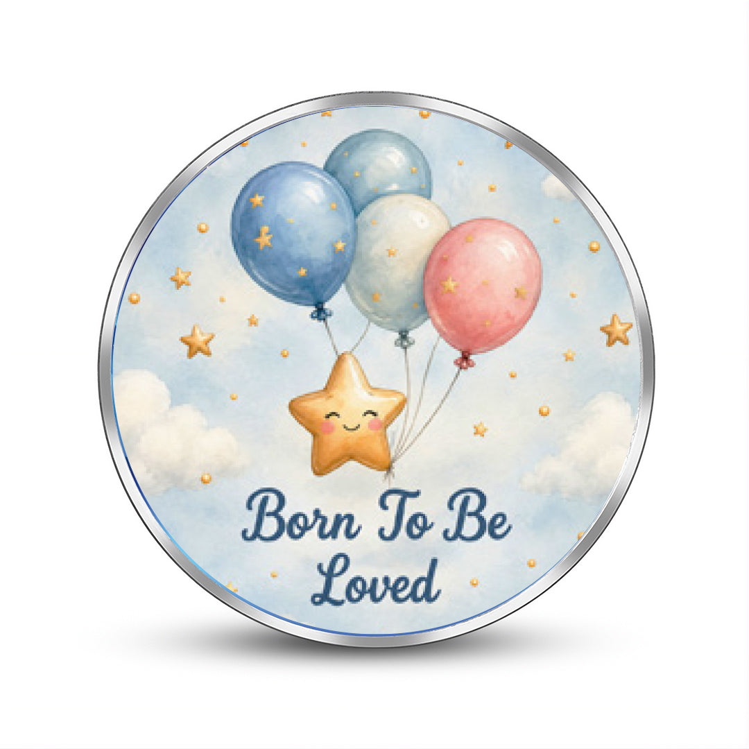 Newborn 999 Pure Silver Coin Star & Balloon Design Round Shape