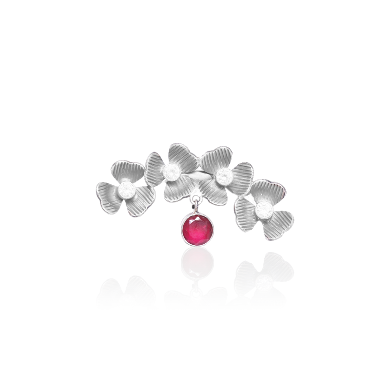 925 Oxidised Unique Flower Design Ring