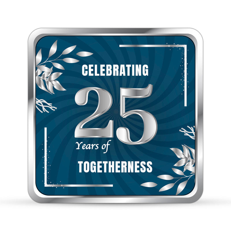 Custom 25th Anniversary Silver Coin – Personalized Square Design