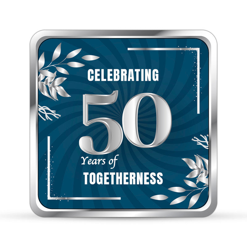 Custom 50th Anniversary Silver Coin – Personalized Square Front Design