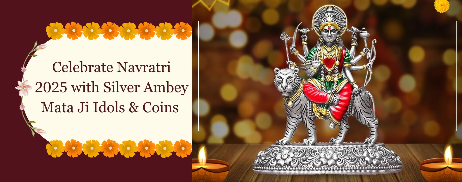 Celebrate Navratri 2025 with Silver Ambey Mata Ji Idols & Coins