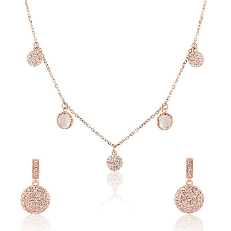 925 Silver Disc Rose Gold Necklace