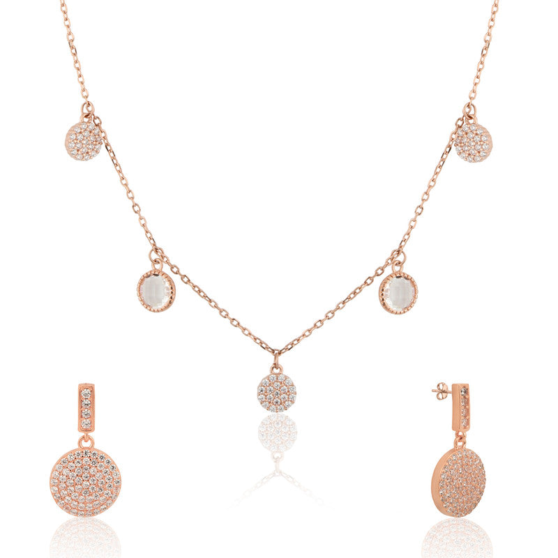 925 Silver Disc Rose Gold Necklace