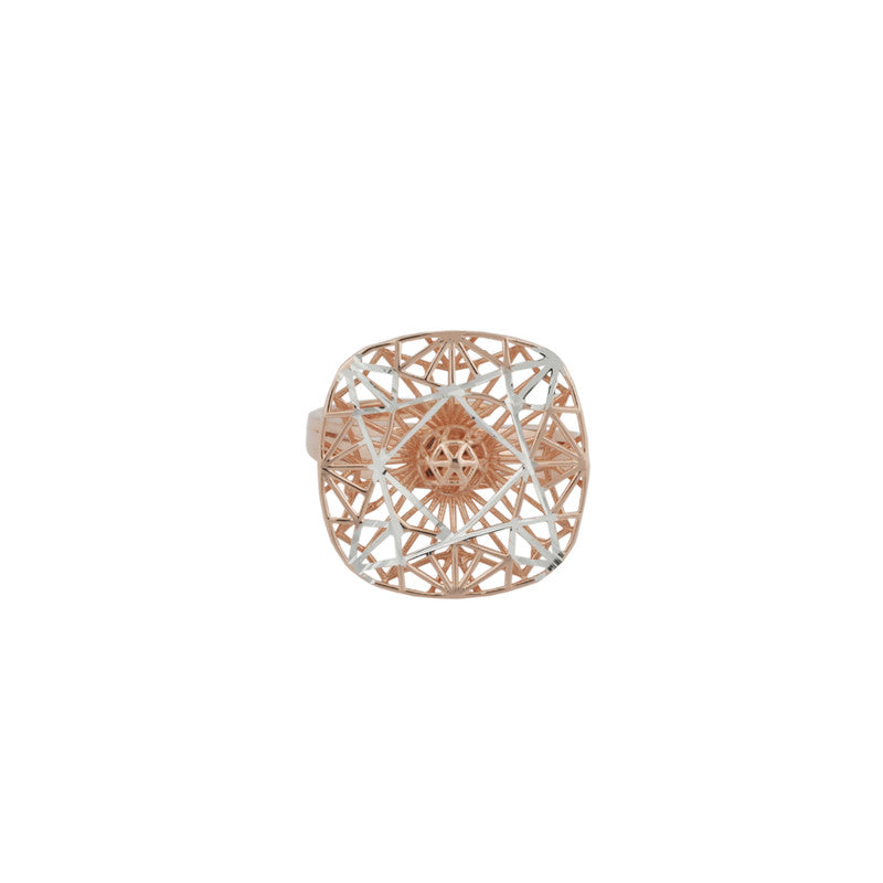 925 Silver Geometric Spinner Rose Gold Ring