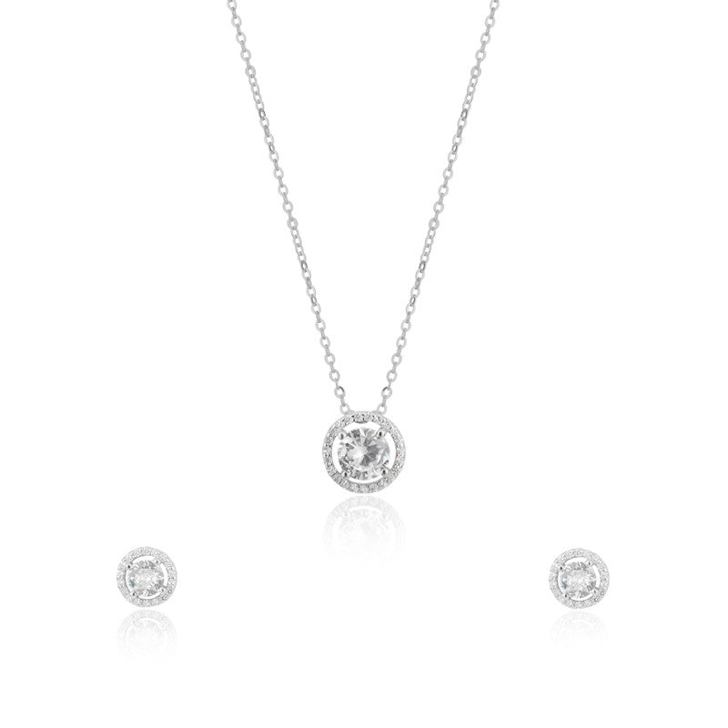 925 Silver Round Pendant Set