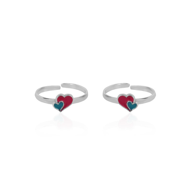 925 Silver Double Heart Toe Ring