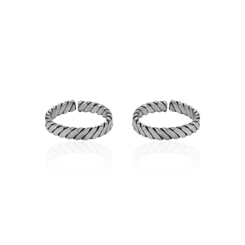 925 Silver Slanting Line Toe Ring