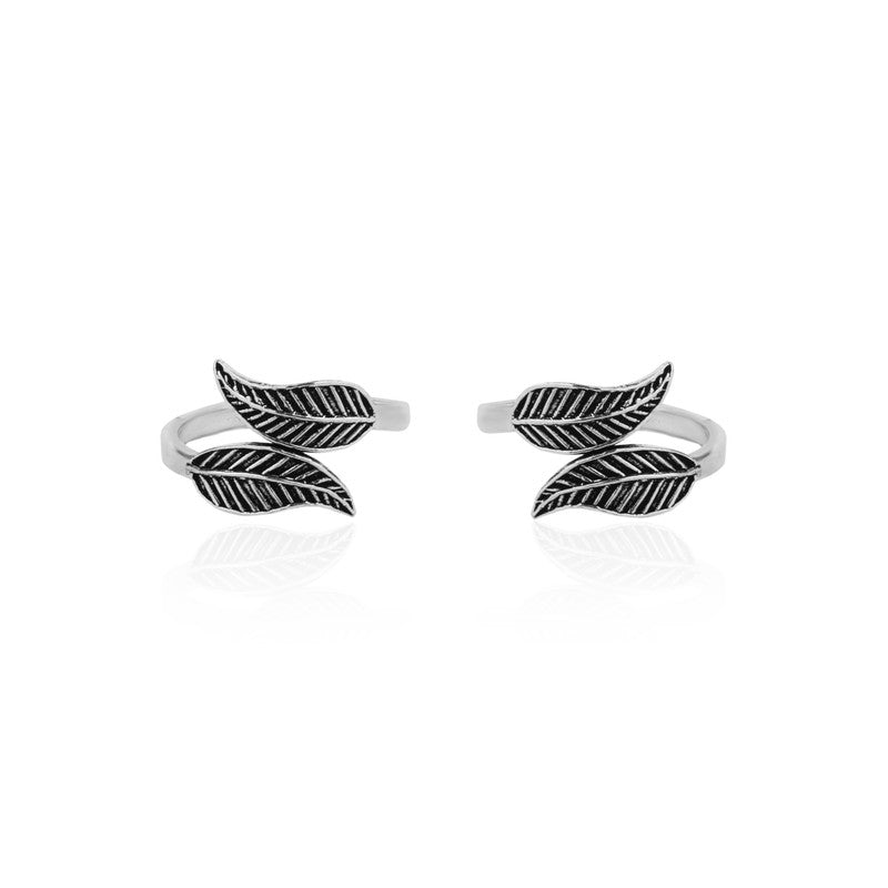 925 Silver Leaf Oxidized Toe Ring