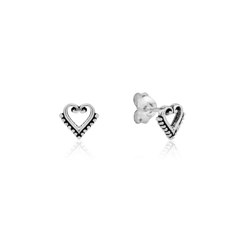 925 Silver Tiny Heart Stud Earrings